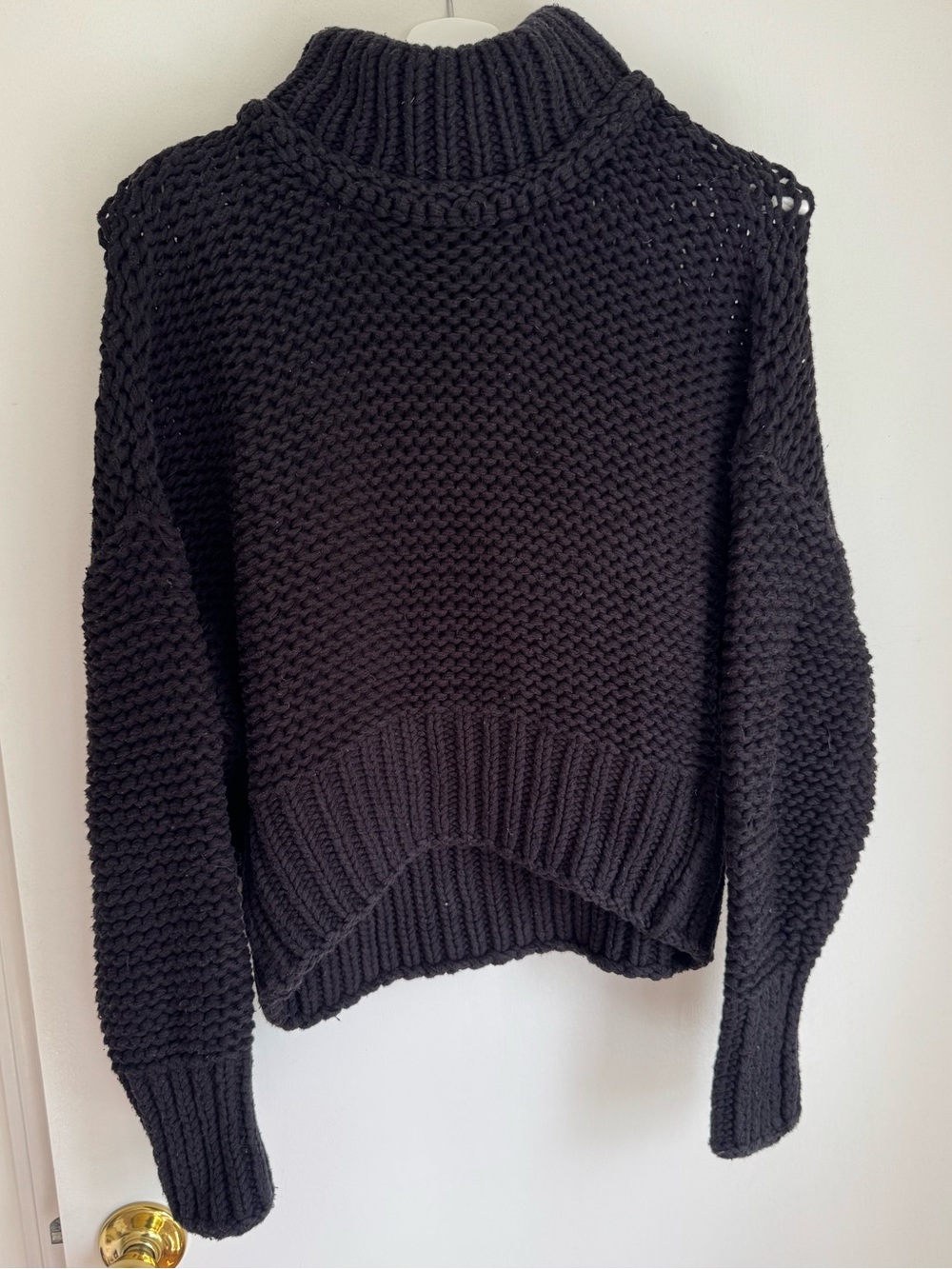Free People Black Chunky Turtleneck Sweater